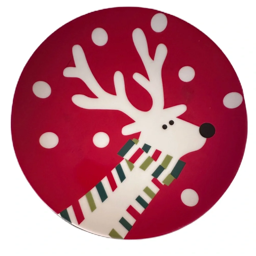 Crate & Barrel‎ Christmas Reindeer &Snow Plates Set 3